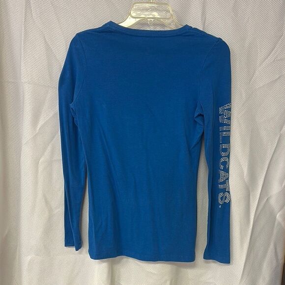 Fitted Blue Long Sleeve Tee with UK Graphic - Picture 4 of 6